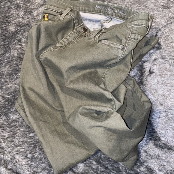 Second  Yoga Olive green straight legs stretchy jeans Sz 28 - Picture 14 of 16